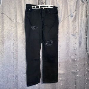 George Men's distressed Black Straight Jeans 33/30 29”inseam